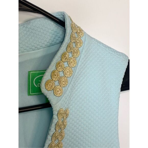 Papagallo Women's Blue Knee Length Split Neck Lined Sheath Dress Blue Size 10 - Picture 5 of 9